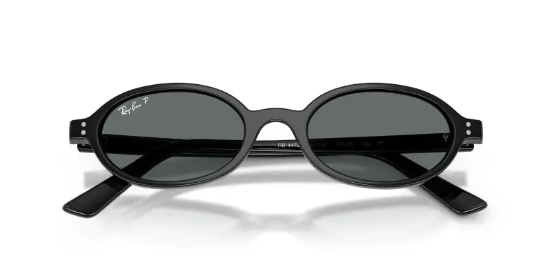 Unisex Ray - Ban RB4472 667781 Occhiali da sole Iniettato Nero Grigio Rotonda Polarizzata miniatura 2