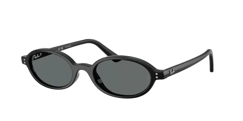 Unisex Ray - Ban RB4472 667781 Occhiali da sole Iniettato Nero Grigio Rotonda Polarizzata