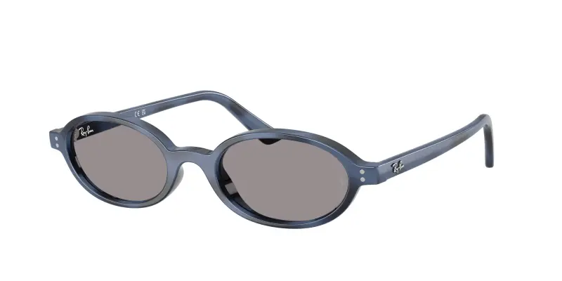 Unisex Ray - Ban RB4472 6855/1 Occhiali da sole Iniettato Blu Grigio Rotonda Normale