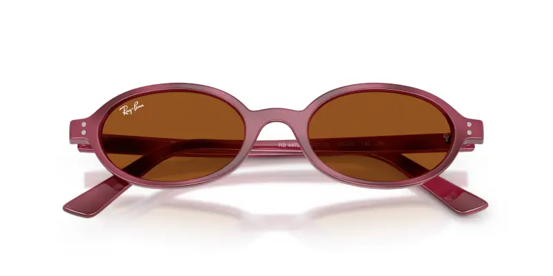 Unisex Ray - Ban RB4472 685773 Occhiali da sole Iniettato Viola Marrone Rotonda Normale miniatura 2