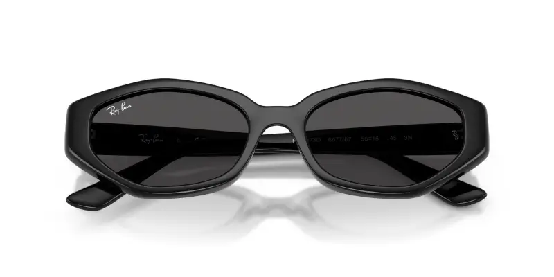 Unisex Ray - Ban RB4473D 667787 Occhiali da sole Iniettato Nero Grigio Geometrica Normale miniatura 2