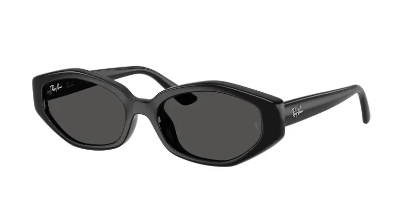 Unisex Ray - Ban RB4473D 667787 Occhiali da sole Iniettato Nero Grigio Geometrica Normale