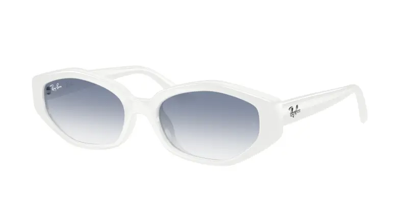 Unisex Ray - Ban RB4473D 677219 Occhiali da sole Iniettato Bianco Blu Geometrica Normale Sfumato