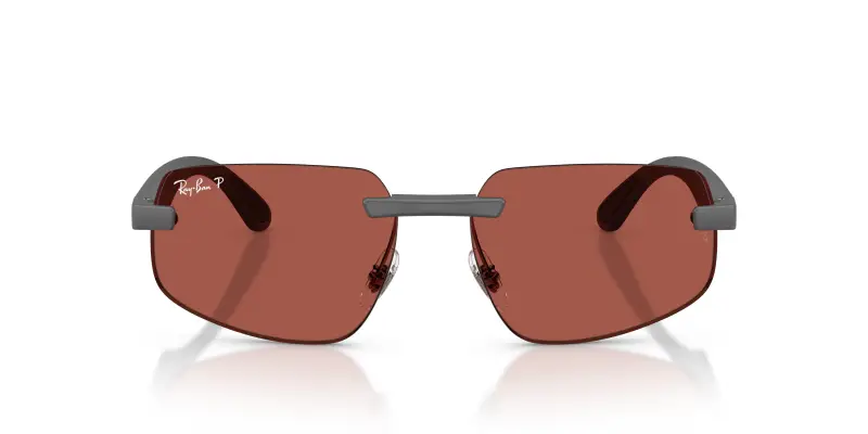 Unisex Ray - Ban RB4475CH 60171B Occhiali da sole Peek Grigio Rosso Geometrica Polarizzata miniatura 3