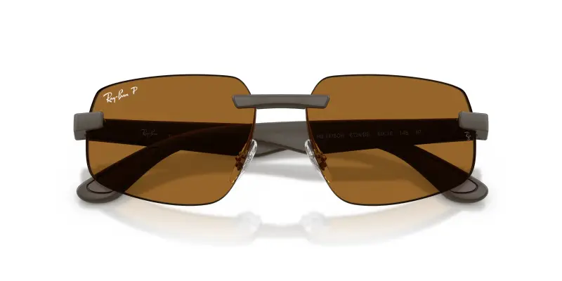 Unisex Ray - Ban RB4475CH 6124BB Occhiali da sole Peek Marrone Bronzo Geometrica Polarizzata miniatura 2