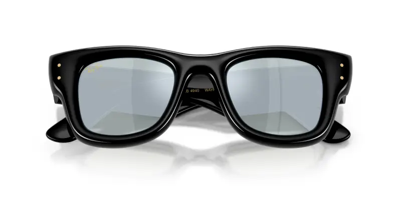 Unisex Ray - Ban RB4940 WAYFARER PUFFER 601/30 Occhiali da sole Nylon Nero Verde Squadrata Normale Specchiato miniatura 2