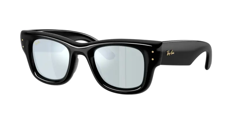 Unisex Ray - Ban RB4940 WAYFARER PUFFER 601/30 Occhiali da sole Nylon Nero Verde Squadrata Normale Specchiato