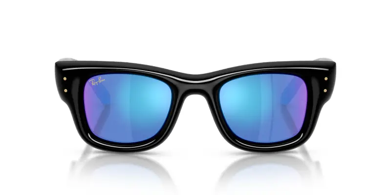 Unisex Ray - Ban RB4940 WAYFARER PUFFER 601/55 Occhiali da sole Nylon Nero Verde Squadrata Specchiate miniatura 3