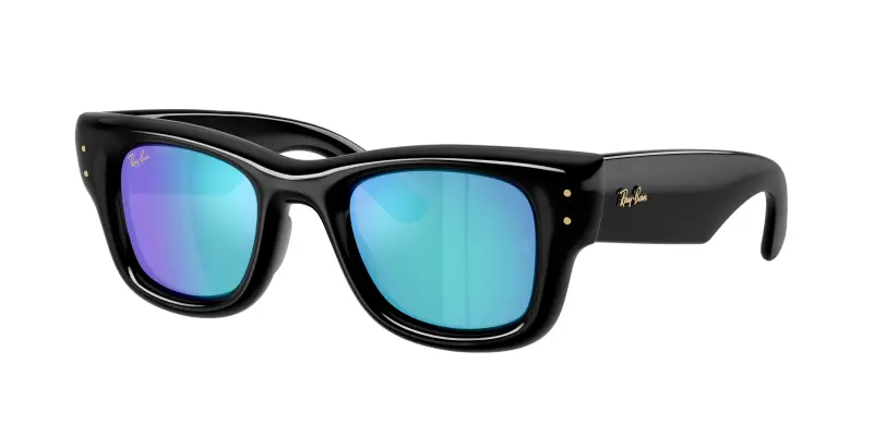 Unisex Ray - Ban RB4940 WAYFARER PUFFER 601/55 Occhiali da sole Nylon Nero Verde Squadrata Specchiate