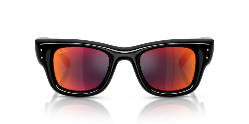 Unisex Ray - Ban RB4940 WAYFARER PUFFER 601/6Q Occhiali da sole Nylon Nero Marrone Squadrata Specchiate miniatura 3