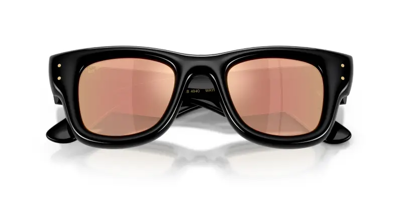 Unisex Ray - Ban RB4940 WAYFARER PUFFER 601/7J Occhiali da sole Nylon Nero Marrone Squadrata Specchiate miniatura 2