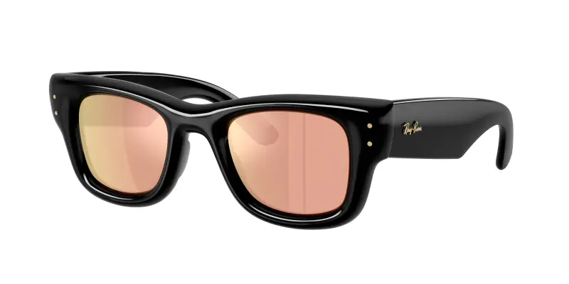 Unisex Ray - Ban RB4940 WAYFARER PUFFER 601/7J Occhiali da sole Nylon Nero Marrone Squadrata Specchiate