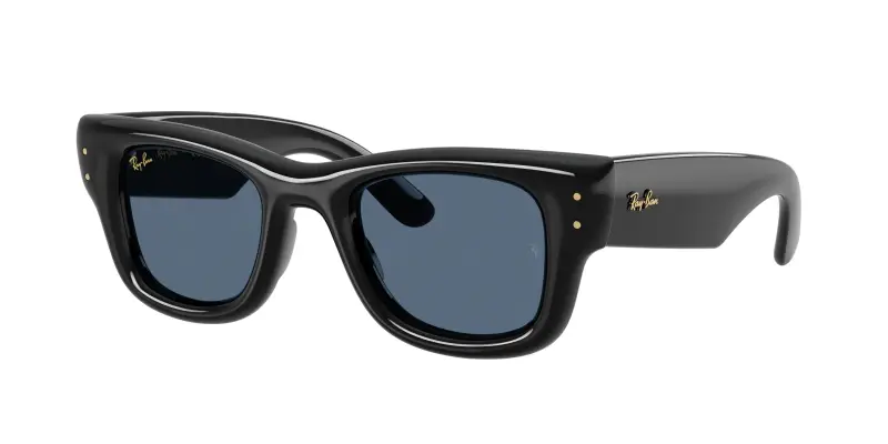 Unisex Ray - Ban RB4940 WAYFARER PUFFER 601/80 Occhiali da sole Nylon Nero Blu Squadrata Normale