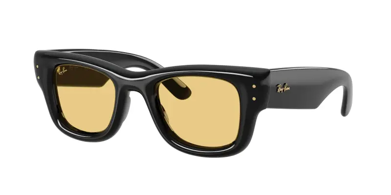 Unisex Ray - Ban RB4940 WAYFARER PUFFER 601/85 Occhiali da sole Nylon Nero Giallo Squadrata Normale
