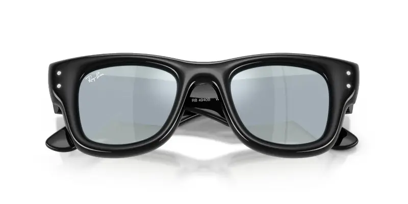 Unisex Ray - Ban RB4940B WAYFARER PUFFER 686430 Occhiali da sole Nylon Nero Verde Squadrata Normale Specchiato miniatura 2