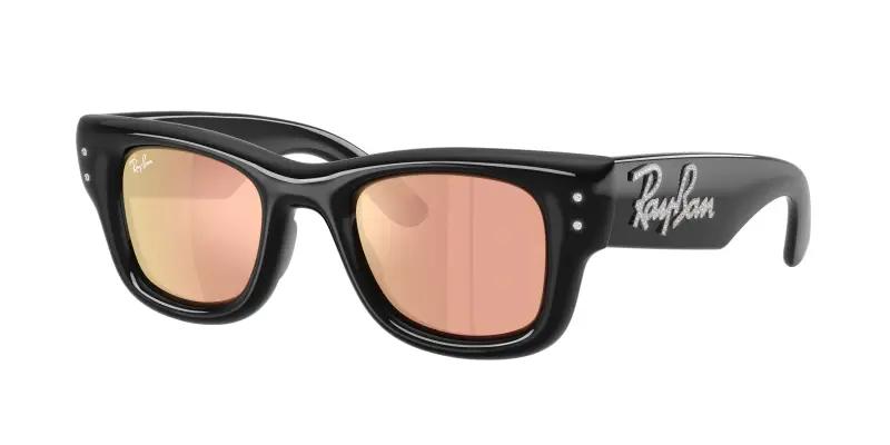 Unisex Ray - Ban RB4940B WAYFARER PUFFER 68647J Occhiali da sole Nylon Nero Marrone Squadrata Specchiate