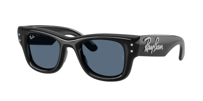 Unisex Ray - Ban RB4940B WAYFARER PUFFER 686480 Occhiali da sole Nylon Nero Blu Squadrata Normale