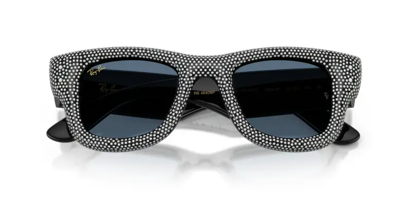 Unisex Ray - Ban RB4940BP WAYFARER PUFFER 686580 Occhiali da sole Nylon Nero Blu Squadrata Normale miniatura 2