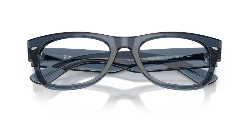 Unisex Ray - Ban RX0832V MEGA WAYFARER II 8223 Montature da vista Acetato Blu Trasparente Squadrata Normale miniatura 2