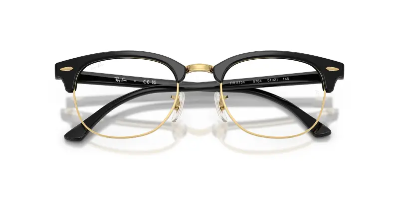 Unisex Ray - Ban RX5154 CLUBMASTER 5784 Montature da vista Acetato Nero Trasparente Squadrata Normale miniatura 2