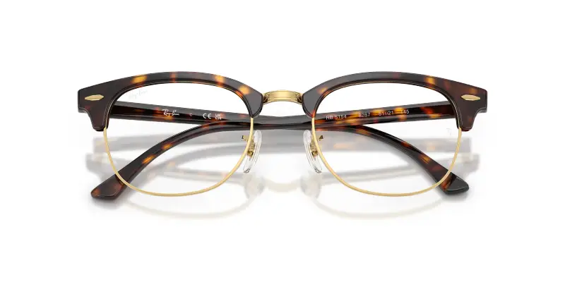 Unisex Ray - Ban RX5154 CLUBMASTER 8287 Montature da vista Acetato Marrone Trasparente Squadrata Normale miniatura 2