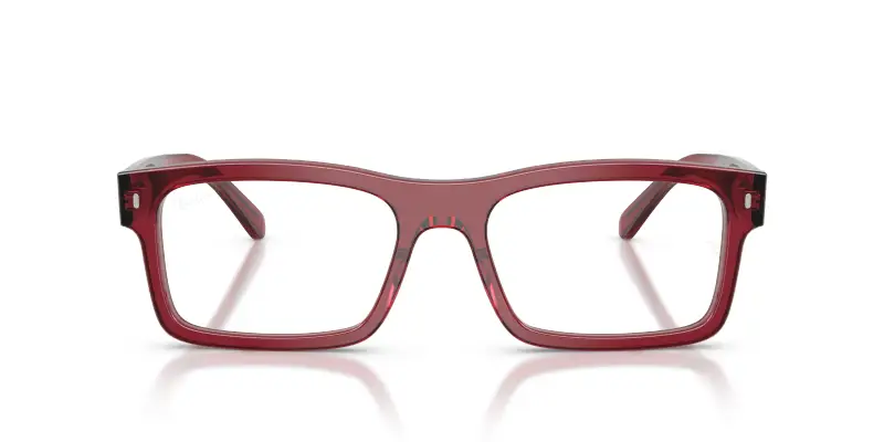 Unisex Ray - Ban RX5435 8512 Montature da vista Acetato Rosso Trasparente Squadrata Normale miniatura 3