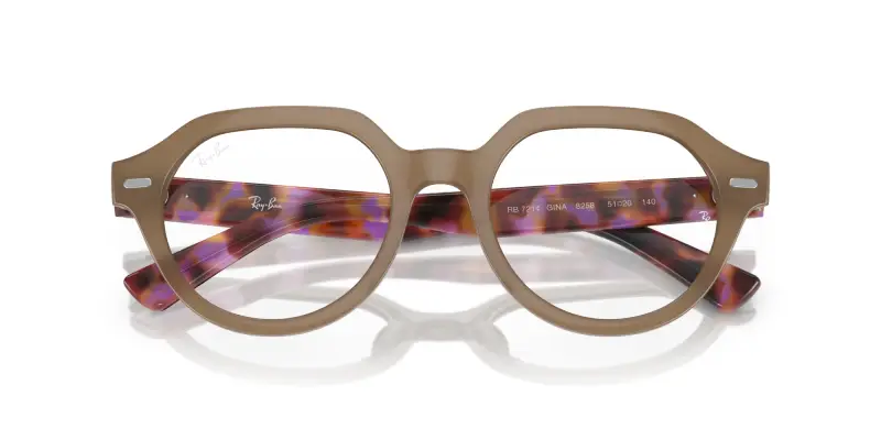 Unisex Ray - Ban RX7214 GINA 8258 Montature da vista Acetato Beige Trasparente Squadrata Normale miniatura 2