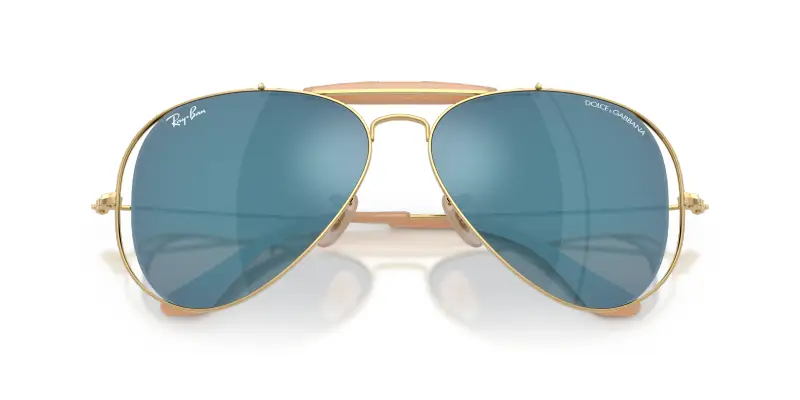 Unisex Ray - Ban x DOLCE&GABBANA RB3029M 001/55 Occhiali da sole Metallo Oro Blu Pilot Specchiate miniatura 2
