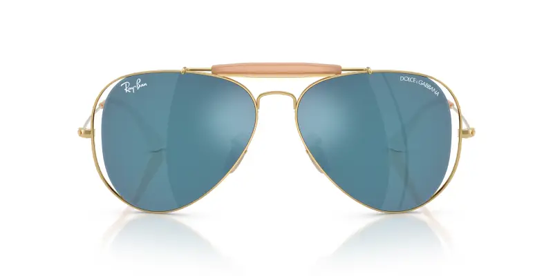 Unisex Ray - Ban x DOLCE&GABBANA RB3029M 001/55 Occhiali da sole Metallo Oro Blu Pilot Specchiate miniatura 3