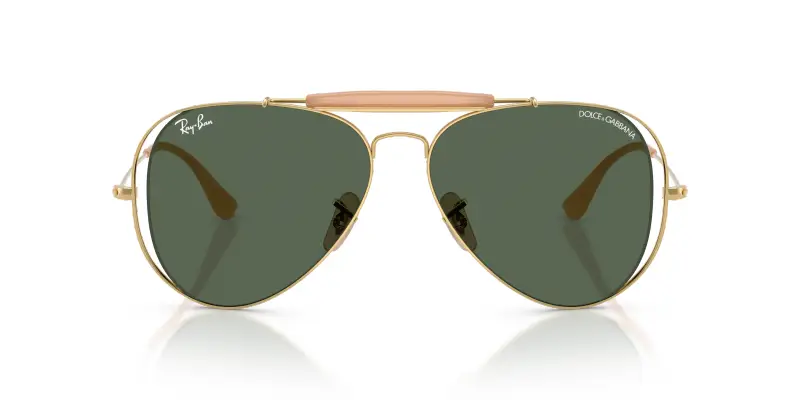 Unisex Ray - Ban x DOLCE&GABBANA RB3029M 001/71 Occhiali da sole Metallo Oro Verde Pilot Normale miniatura 3