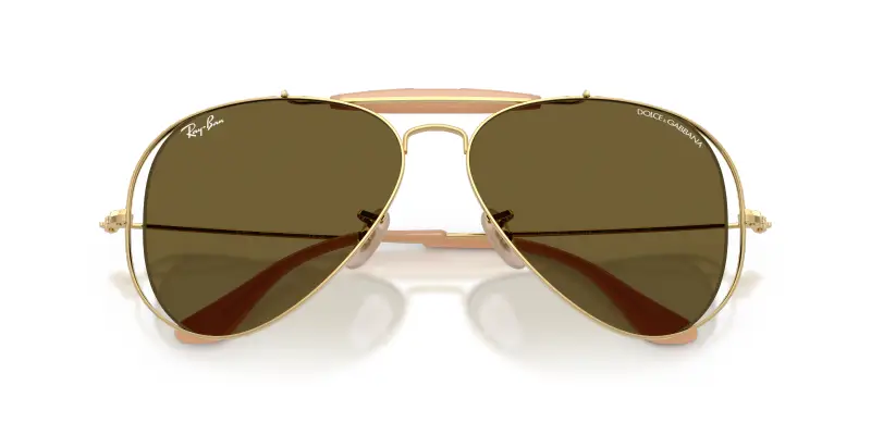Unisex Ray - Ban x DOLCE&GABBANA RB3029M 001/73 Occhiali da sole Metallo Oro Marrone Pilot Normale miniatura 2