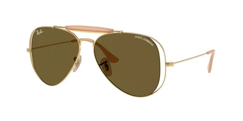 Unisex Ray - Ban x DOLCE&GABBANA RB3029M 001/73 Occhiali da sole Metallo Oro Marrone Pilot Normale