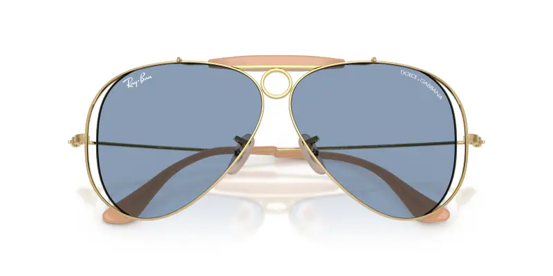 Unisex Ray - Ban x DOLCE&GABBANA RB3138M 001/72 Occhiali da sole Metallo Oro Blu Pilot Normale miniatura 2