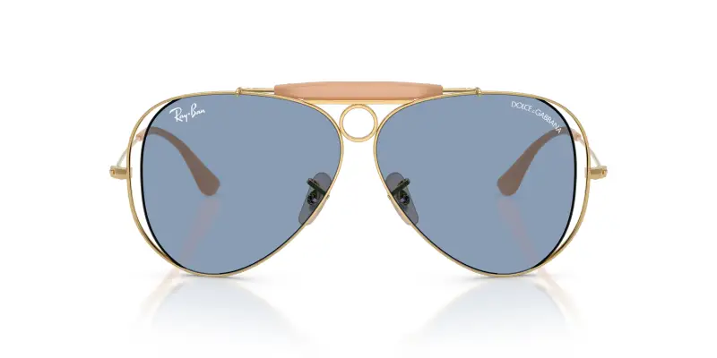 Unisex Ray - Ban x DOLCE&GABBANA RB3138M 001/72 Occhiali da sole Metallo Oro Blu Pilot Normale miniatura 3