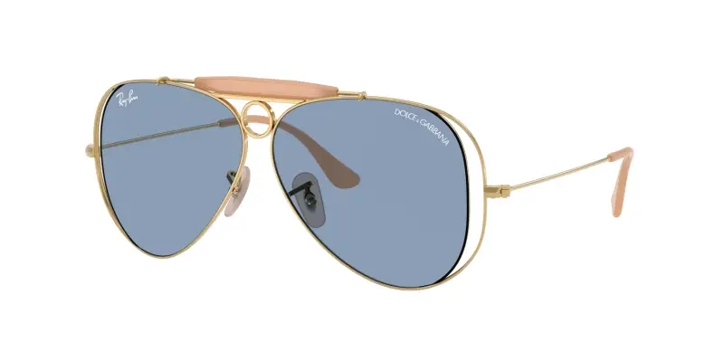 Unisex Ray - Ban x DOLCE&GABBANA RB3138M 001/72 Occhiali da sole Metallo Oro Blu Pilot Normale