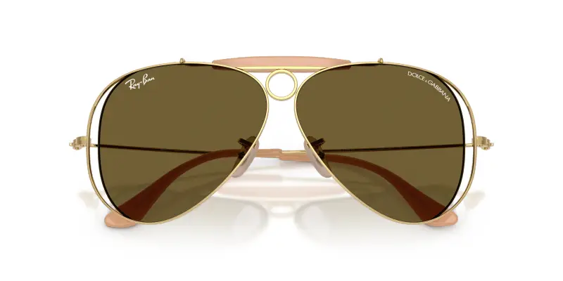 Unisex Ray - Ban x DOLCE&GABBANA RB3138M 001/73 Occhiali da sole Metallo Oro Marrone Pilot Normale miniatura 2
