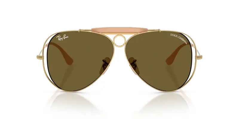Unisex Ray - Ban x DOLCE&GABBANA RB3138M 001/73 Occhiali da sole Metallo Oro Marrone Pilot Normale miniatura 3