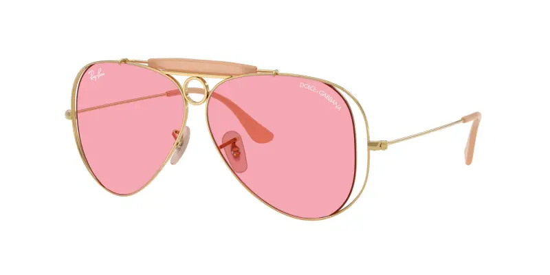Unisex Ray - Ban x DOLCE&GABBANA RB3138M 001/84 Occhiali da sole Metallo Oro Rosa Pilot Normale