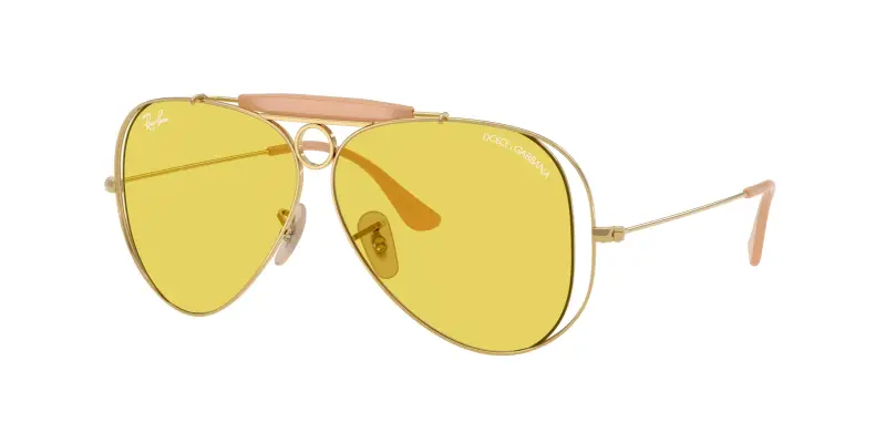 Unisex Ray - Ban x DOLCE&GABBANA RB3138M 001/85 Occhiali da sole Metallo Oro Giallo Pilot Normale