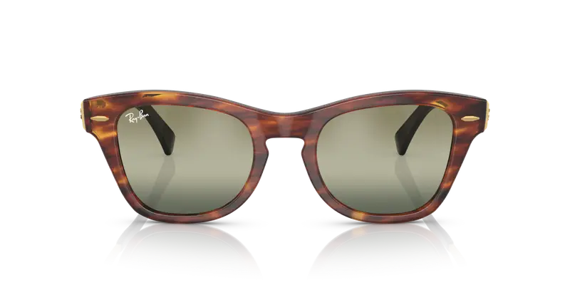 Ray - Ban Unisex RB0707SM 954/G4 Occhiali da sole Acetato Marrone Verde Squadrata Normale miniatura 2