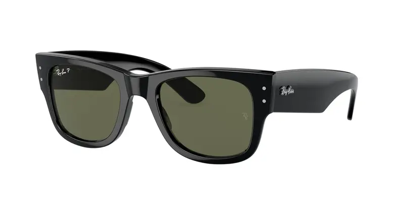 Ray - Ban Unisex RB0840S MEGA WAYFARER 901/58 Occhiali da sole Acetato Nero Verde Squadrata Polarizzata
