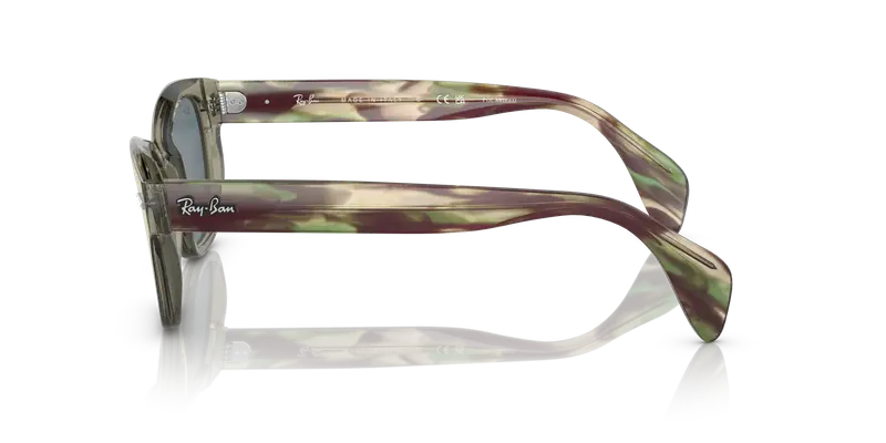 Ray - Ban Unisex RB0880S 66353R Occhiali da sole Plastica Verde Trasparente Blu Squadrata Polarizzata miniatura 3