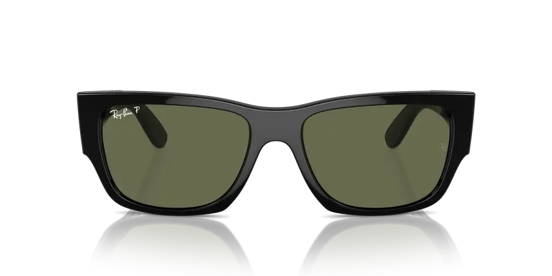 Ray - Ban Unisex RB0947S CARLOS 901/58 Occhiali da sole Acetato Nero Verde Squadrata Polarizzata Antiriflesso miniatura 2