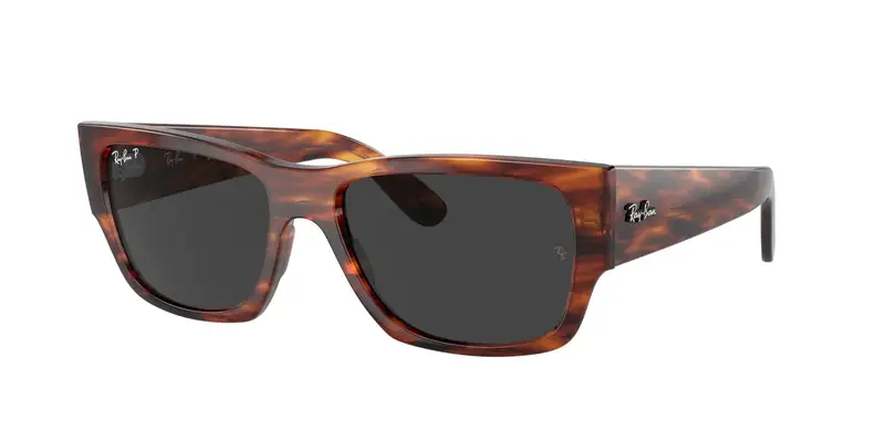 Ray - Ban Unisex RB0947S CARLOS 954/48 Occhiali da sole Acetato Marrone Nero Squadrata Polarizzata Antiriflesso