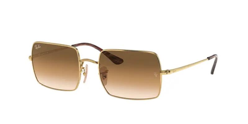 Ray - Ban Unisex RB1969 RECTANGLE 914751 Occhiali da sole Metallo Oro Marrone Squadrata Normale Sfumato