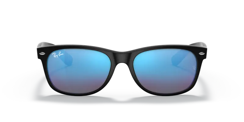 Ray - Ban Unisex RB2132 NEW WAYFARER 622/17 Occhiali da sole Iniettato Nero Blu Squadrata Normale Specchiato miniatura 2