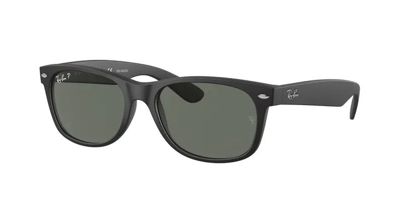 Unisex RB2132 NEW WAYFARER 622/58 Occhiali da sole Nylon Nero Verde Squadrata Polarizzata