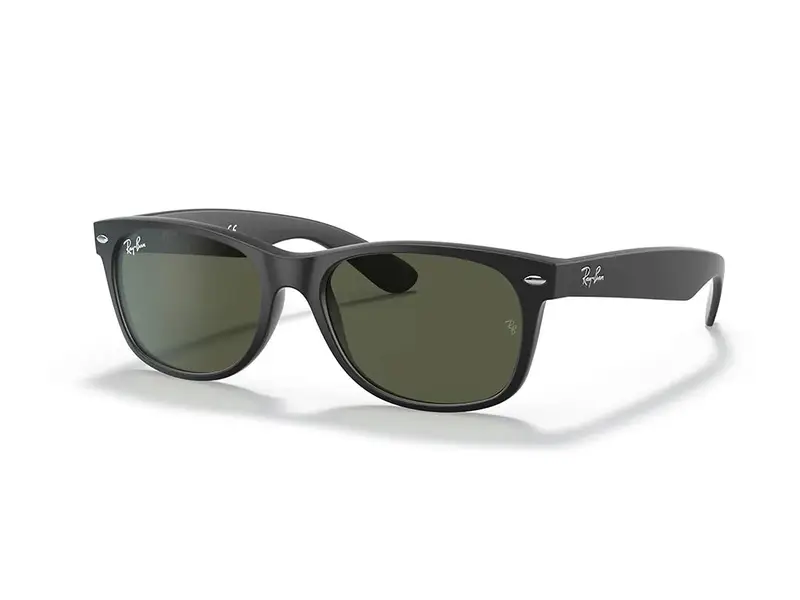 Ray - Ban Unisex RB2132 NEW WAYFARER 622 Occhiali da sole Iniettato Nero Verde G15 Squadrata Normale