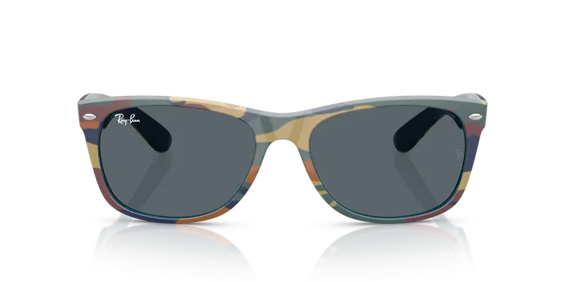 Ray - Ban Unisex RB2132 NEW WAYFARER 6824R5 Occhiali da sole Nylon Blu Blu Squadrata Normale miniatura 2