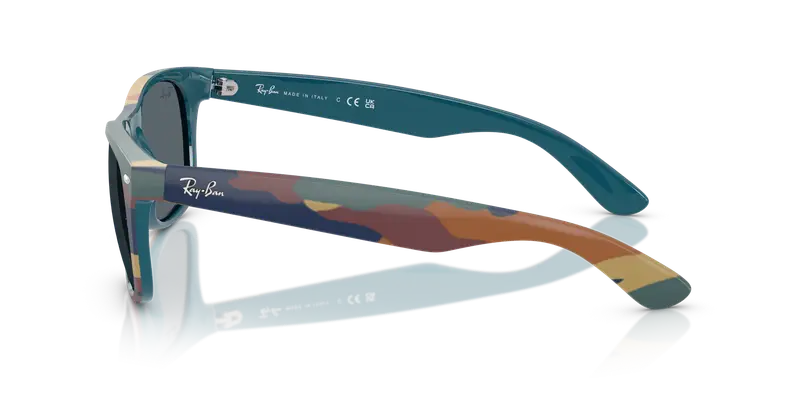 Ray - Ban Unisex RB2132 NEW WAYFARER 6824R5 Occhiali da sole Nylon Blu Blu Squadrata Normale miniatura 3